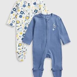 mothercare Infants Pack of 2 Printed Cotton Sleepsuits-picture-34