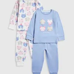 Girls Pack of 2 Printed Relaxed Fit Cotton T-Shirts with Joggers-picture-47