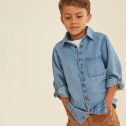 Boys Relaxed Fit Cotton Denim Shirt & T-Shirt-image-31