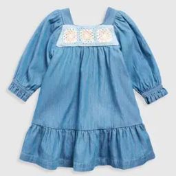 Girls Tiered Dress with Embroidery-46