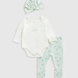 Girls Bunny Print Cotton 3-Piece Set-image-82