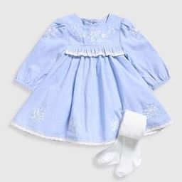 Girls Pretty Bird Embroidered A-Line Dress with Tights-image-55