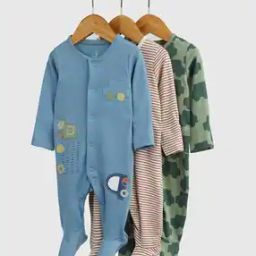 Boys Pack of 3 Printed Cotton All-in-One Sleepsuits-image-7