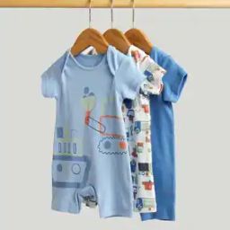 Boys Pack of 3 Graphic Print Cotton Rompers-picture-12