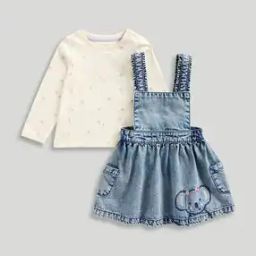Girls Embroidered Dungaree with T-Shirt Set-image-13