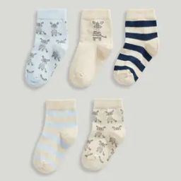 Boys Pack of 5 Zebra Print Socks-image-24