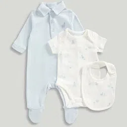 Infants Cotton Romper with Bodysuit & Bib-image-22