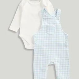 Boys Checked Dungaree with Bodysuit Set-image-63