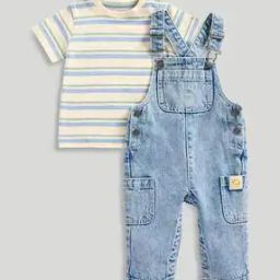 Boys Dungaree with Striped T-Shirt Set-picture-22
