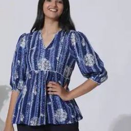 Women Floral Print Relaxed Fit V-Neck Top-20