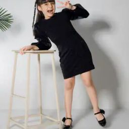 Girls Round Neck Shift Dress-picture-31