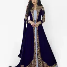 Embellished & Embroidery Semi-stitched A-line Dress Material-image-53
