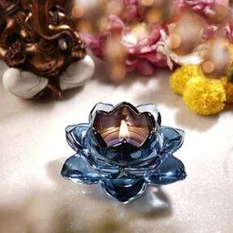 pure home and living Set of 2 Glass Lotus Shaped Tealight Holders-picture-42