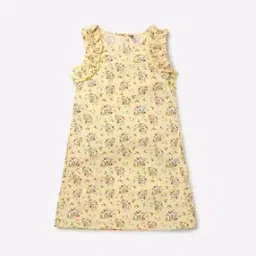Floral Print A-line Dress with Ruffled Sleeve Hems-image-12