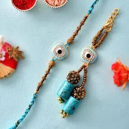 Evil-Eye Beaded Rakhi with Roli Chawal & Greeting Card-image-19