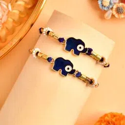 Set of 2 Evil-Eye Enameled Rakhis with Roli Chawal & Greeting Card-36