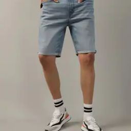 Men Airflex Ultrasoft 9 Inches Relaxed Fit Denim Shorts-image-22
