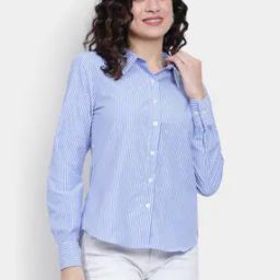 Women Regular Fit Cotton Stripes Shirt -image-58