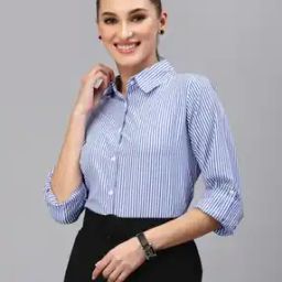 Women Regular Fit Cotton Stripes Shirt  -image-63