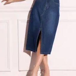 A-Line Midi Skirt with a Front Slit and High-Rise Design-picture-8