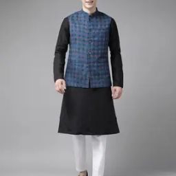 Printed Nehru Jacket with Welt Pockets-image-2
