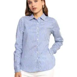 Women Regular Fit Stripes Shirt-image-7