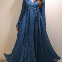 Floral Print Gown Dress-image-0