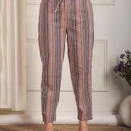 aramya  Women Cotton Elasticated with Drawstring Stripes Pant-picture-19
