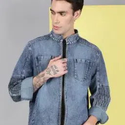 Men Washed Spread Collar Jacket-image-7