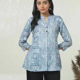 Women Printed Straight Tunic with Beads-image-0