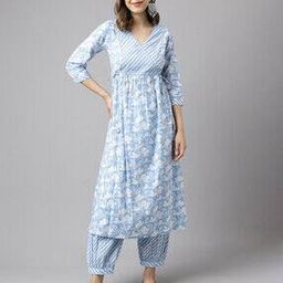 Floral Print Straight Kurta & Salwar Set-picture-41