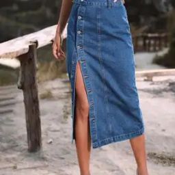 Women Washed Straight Skirt-image-20