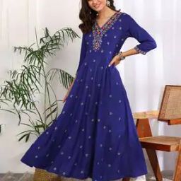 Women Embroidered Flared Kurta-image-37