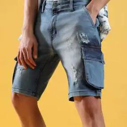 Single-Pleat Denim Shorts-image-54