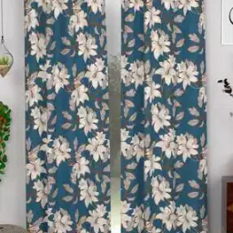 Set of 2 Floral Print Eyelet Door Curtains-33