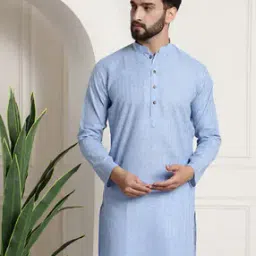Checked Mandarin-Collar Kurta-image-45