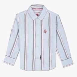 Boys Striped Regular Fit Shirt with Patch Pocket-image-55