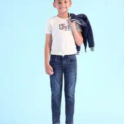 Boys Lightly Washed Slim Fit Cotton Jeans-picture-13