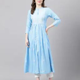 Embroidered Flared Kurta-image-43