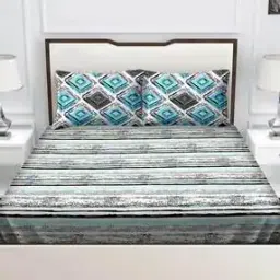 bella casa 180 TC Striped Queen Size Bedsheet with Pillow Covers-picture-12