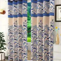 Set of 2 Floral Print Long Door Curtains-9