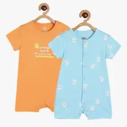 Infants Pack of 2 Printed Rompers-image-22