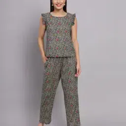Floral Print Top & Pants Set-image-52