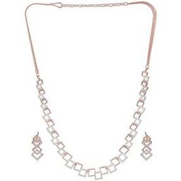 Women Stone-Studded Necklace & Earrings Set-image-38