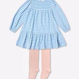 Gingham Pure Cotton Dress and Tights-image-23