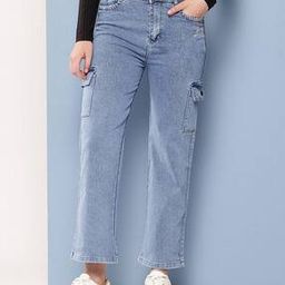 Straight Cargo Jeans with Fly Button Closure-image-8