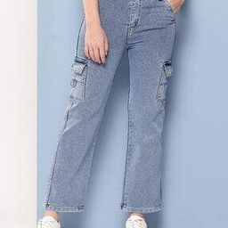 Straight Cargo Jeans with Fly Button Closure-image-73