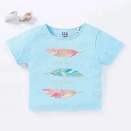 Girls Sustainable Feather Print T-Shirt-image-45