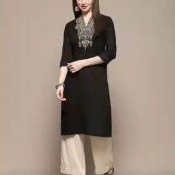 Women Embroidered V-Neck Straight Kurta-26