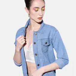 Women Regular Fit Button Closure Jacket-image-4
